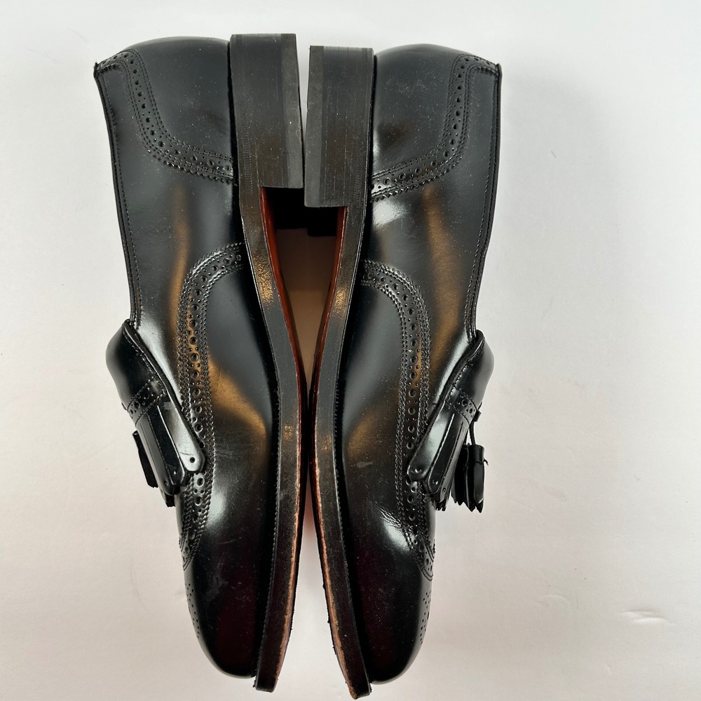 Florsheim Mens Black Leather Tassel Kiltie Wingtip Loafer Dress Shoes Size 9.5 D - Picture 6 of 8